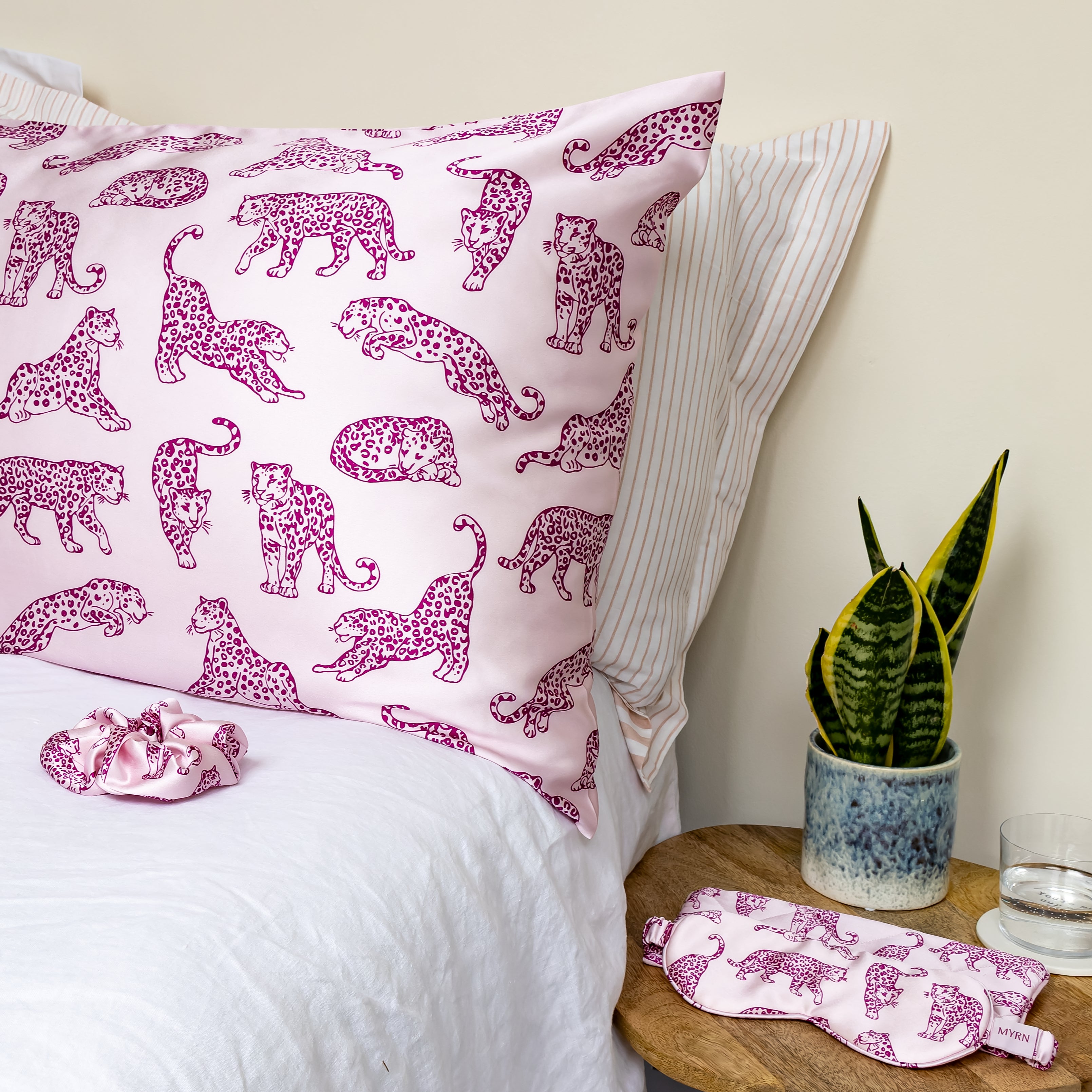 Pink Leopard MYRN Silk Sleep Set