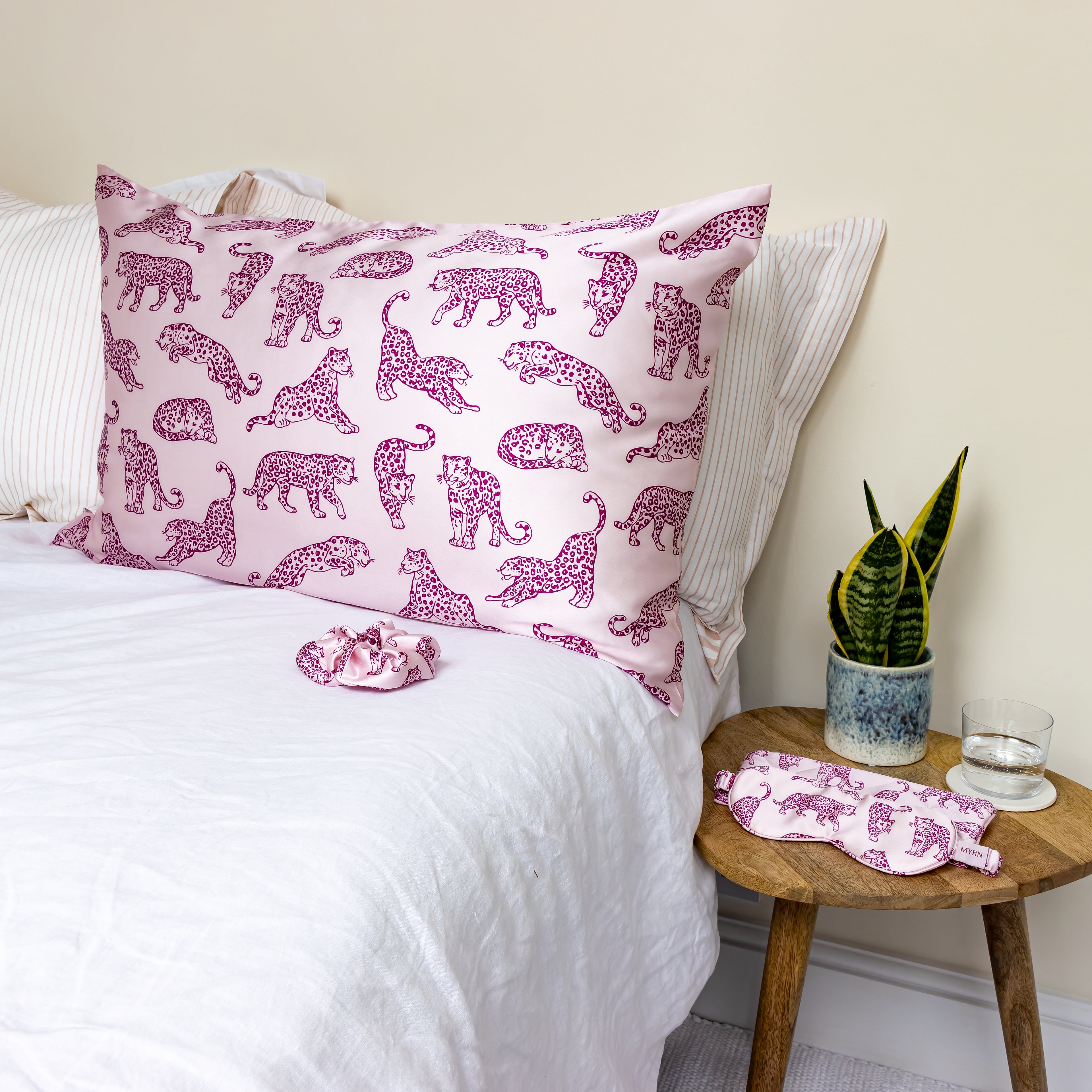 Pink Leopard MYRN Silk Sleep Set